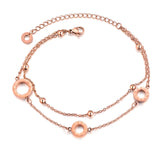 Lovely Ball Circle Charm Bracelets For Women Rose Stainless Steel Link Chain