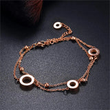 Lovely Ball Circle Charm Bracelets For Women Rose Stainless Steel Link Chain