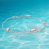 925 Sterling Silver Dolphin Bracelet for Women Sweet Charm Bangle