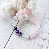Natural Stone Bracelet Amethysts RoseQuartz Yoga Gift MY0955