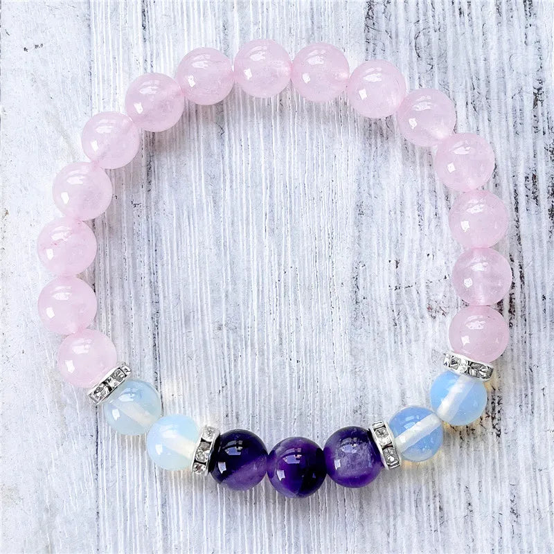 Natural Stone Bracelet Amethysts RoseQuartz Yoga Gift MY0955
