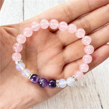 Natural Stone Bracelet Amethysts RoseQuartz Yoga Gift MY0955