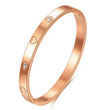 Heart Bracelet Bangle Cubic Zirconia Stainless Steel Women Jewelry