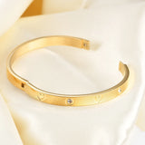 Heart Bracelet Bangle Cubic Zirconia Stainless Steel Women Jewelry