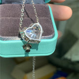 15mm Heart Diamond 925 Sterling Silver Pendant Necklace for Women