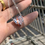 15mm Heart Diamond 925 Sterling Silver Pendant Necklace for Women