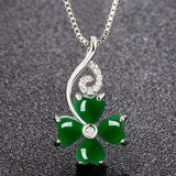 Lucky Clover Green Crystal Emerald Gemstone Pendant Necklace 18k Filled