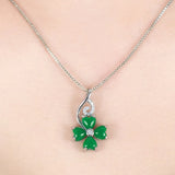Lucky Clover Green Crystal Emerald Gemstone Pendant Necklace 18k Filled