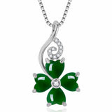 Lucky Clover Green Crystal Emerald Gemstone Pendant Necklace 18k Filled