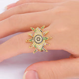Rainbow Evil Eye Copper Zircon Adjustable Ring Jewelry