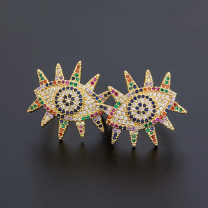 Rainbow Evil Eye Copper Zircon Adjustable Ring Jewelry