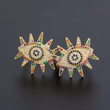 Rainbow Evil Eye Copper Zircon Adjustable Ring Jewelry