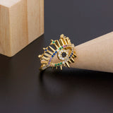 Rainbow Evil Eye Copper Zircon Adjustable Ring Jewelry