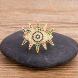 Rainbow Evil Eye Copper Zircon Adjustable Ring Jewelry