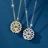 Four Leaf Clover Necklace Stainless Steel Chain Magnet Heart Pendant