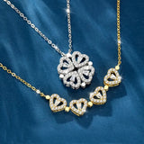 Four Leaf Clover Necklace Stainless Steel Chain Magnet Heart Pendant