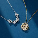 Four Leaf Clover Necklace Stainless Steel Chain Magnet Heart Pendant