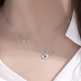 Turkey Zircon Evil Eye Pendant Necklace 925 Silver Rhinestone Choker