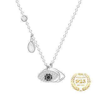 Turkey Zircon Evil Eye Pendant Necklace 925 Silver Rhinestone Choker