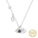 Turkey Zircon Evil Eye Pendant Necklace 925 Silver Rhinestone Choker
