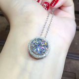 5 Carats Zircon Diamonds Pendant Necklace for Women Pt950 Choker