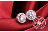 925 Silver Zircon Earrings 6mm Small Crystals Christmas Jewelry