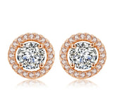 925 Silver Zircon Earrings 6mm Small Crystals Christmas Jewelry