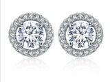 925 Silver Zircon Earrings 6mm Small Crystals Christmas Jewelry