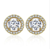 925 Silver Zircon Earrings 6mm Small Crystals Christmas Jewelry