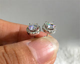 925 Silver Small 5a Zircon Stud Earrings Christmas Jewelry