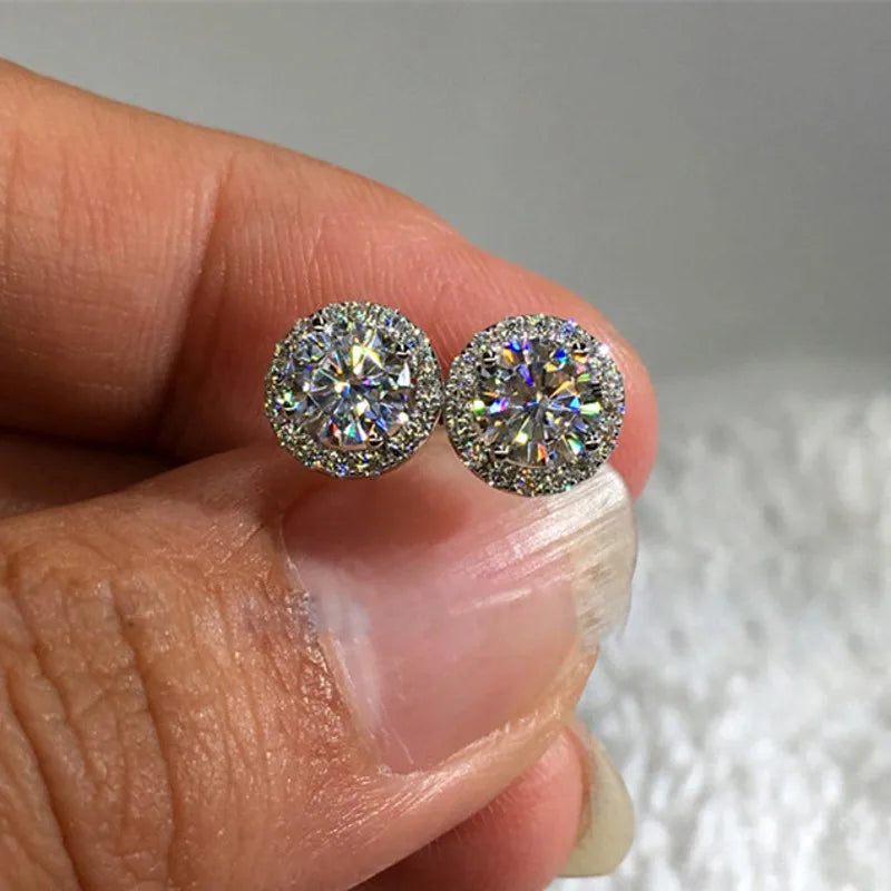 925 Silver Small 5a Zircon Stud Earrings Christmas Jewelry