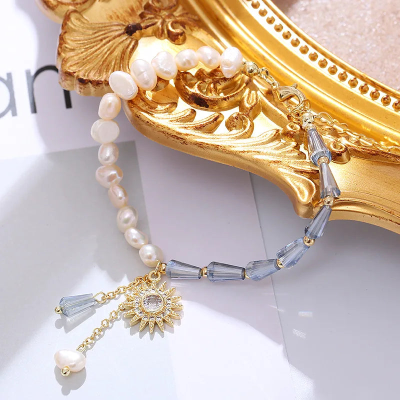 Crystal Pendant Pearl Bracelet Women Charm Girls Jewelry Gift