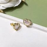S925 Sterling Silver Women Tassel Wedding Heart Stud Earring