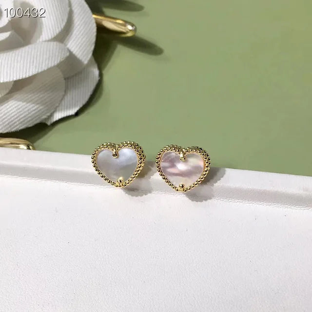 S925 Sterling Silver Women Tassel Wedding Heart Stud Earring
