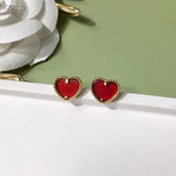 S925 Sterling Silver Women Tassel Wedding Heart Stud Earring