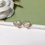S925 Sterling Silver Women Tassel Wedding Heart Stud Earring