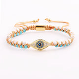 Evil Eye Charm Macrame Friendship Bracelet Women Man Jewelry