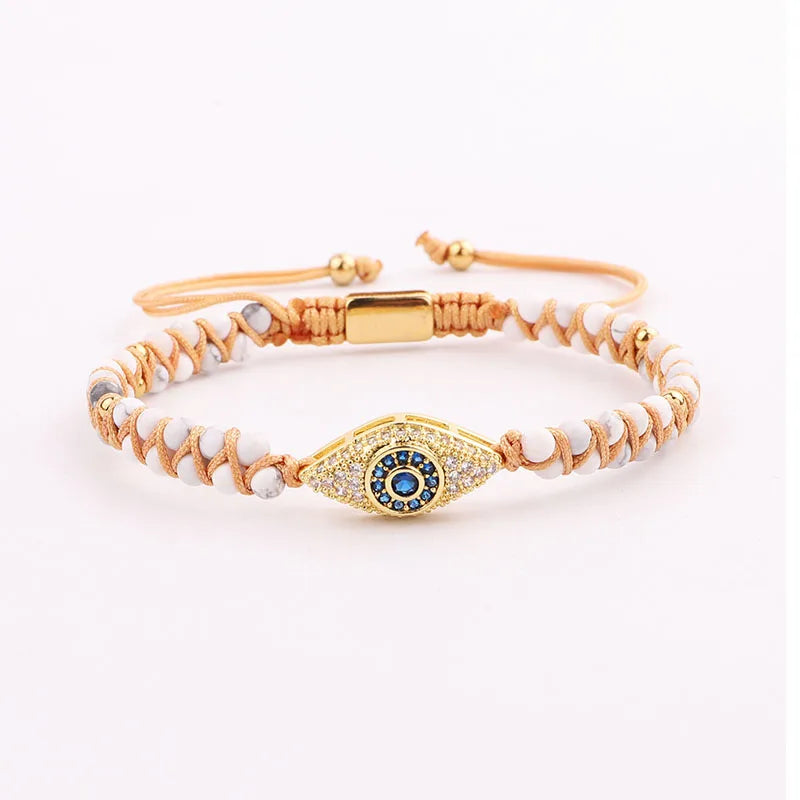 Evil Eye Charm Macrame Friendship Bracelet Women Man Jewelry
