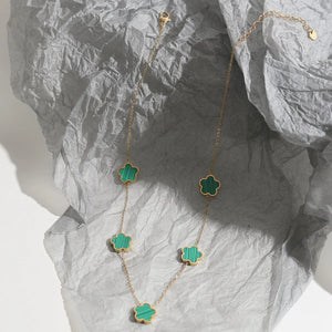 Stainless Steel Flower Pendant Necklace Earring Bracelet Set