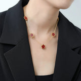Stainless Steel Flower Pendant Necklace Earring Bracelet Set