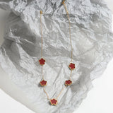 Stainless Steel Flower Pendant Necklace Earring Bracelet Set
