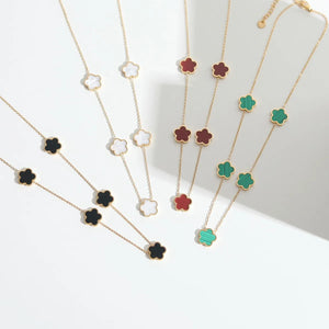 Stainless Steel Flower Pendant Necklace Earring Bracelet Set