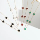 Stainless Steel Flower Pendant Necklace Earring Bracelet Set