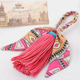 Charm Pendant Silk Tassel Keychain PU Leather Tassels Car Key Holder