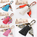 Charm Pendant Silk Tassel Keychain PU Leather Tassels Car Key Holder