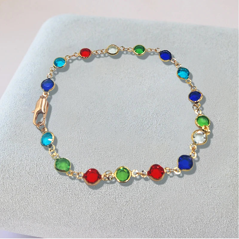 Colorful Crystal Bracelet Charm Jewelry Romantic Anniversary Gift Anklet