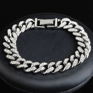 Cuban Link Chain Bling Rhinestone Hiphop Bracelet