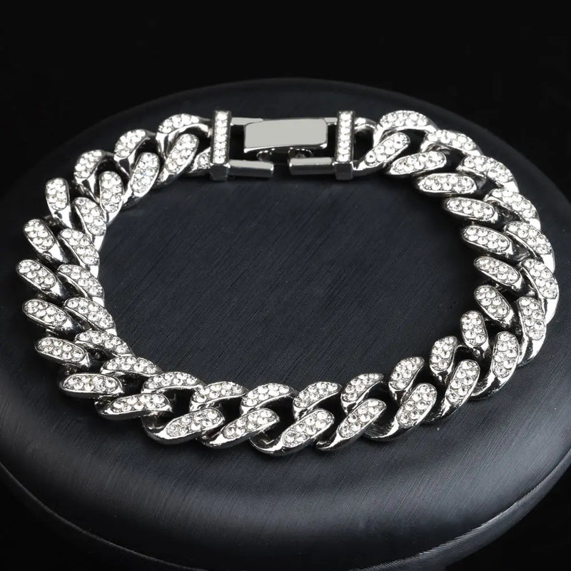 Cuban Link Chain Bling Rhinestone Hiphop Bracelet