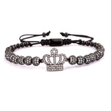CZ Micro Pave Ball Crown Macrame Bracelets