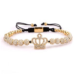 CZ Micro Pave Ball Crown Macrame Bracelets